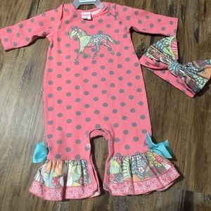 Ricrac & Ruffle Briar Rose Horse Romper Headband
